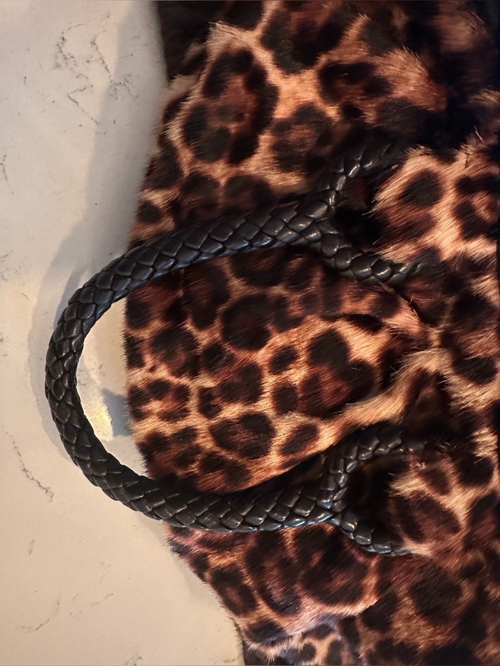 Elie Tahari Leopard Print Leather & Fur Bag - Picture 5 of 8